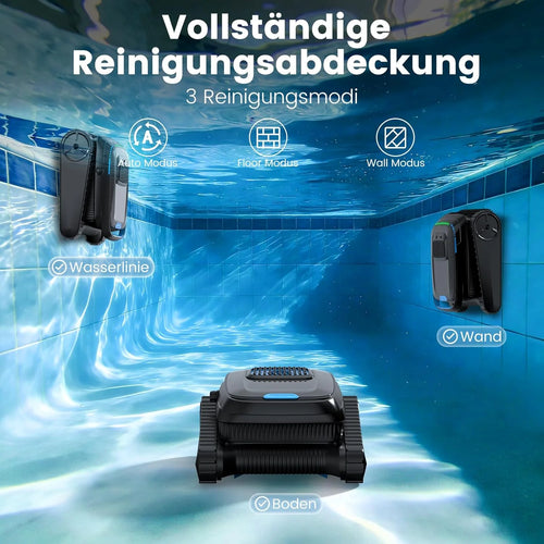 2026 (Nuevo) Robot para piscinas, limpiador de piscinas inalámbrico a batería, robot para piscinas PC10 para limpieza de la línea de flotación del suelo y las paredes, potencia de succión de 18927 L/h, navegación inteligente, limpiador de piscinas
