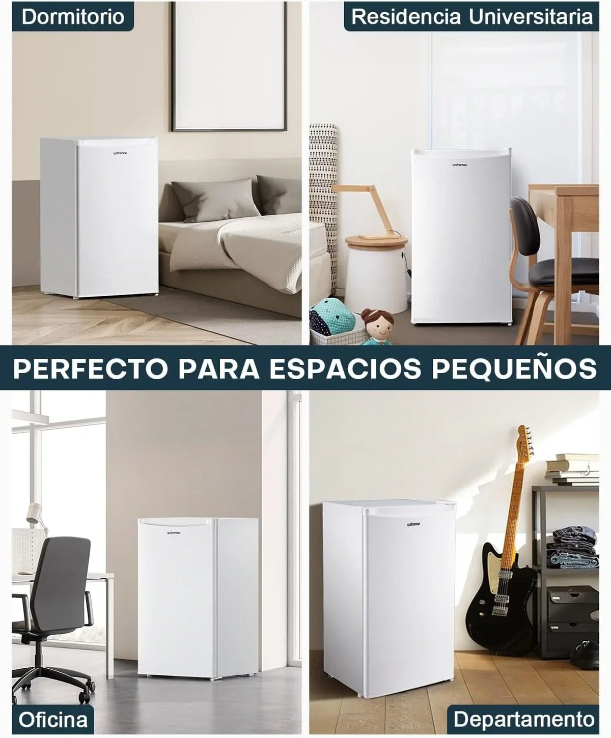 2026 Upstreman Frigorífico con Congelador, Nevera Pequeña 91L Compacta – Mini Frigorífico Blanco, Eficiencia Energética E, Silencioso, Ideal para Dormitorio, Oficina o Cocina Blanco – BR321
