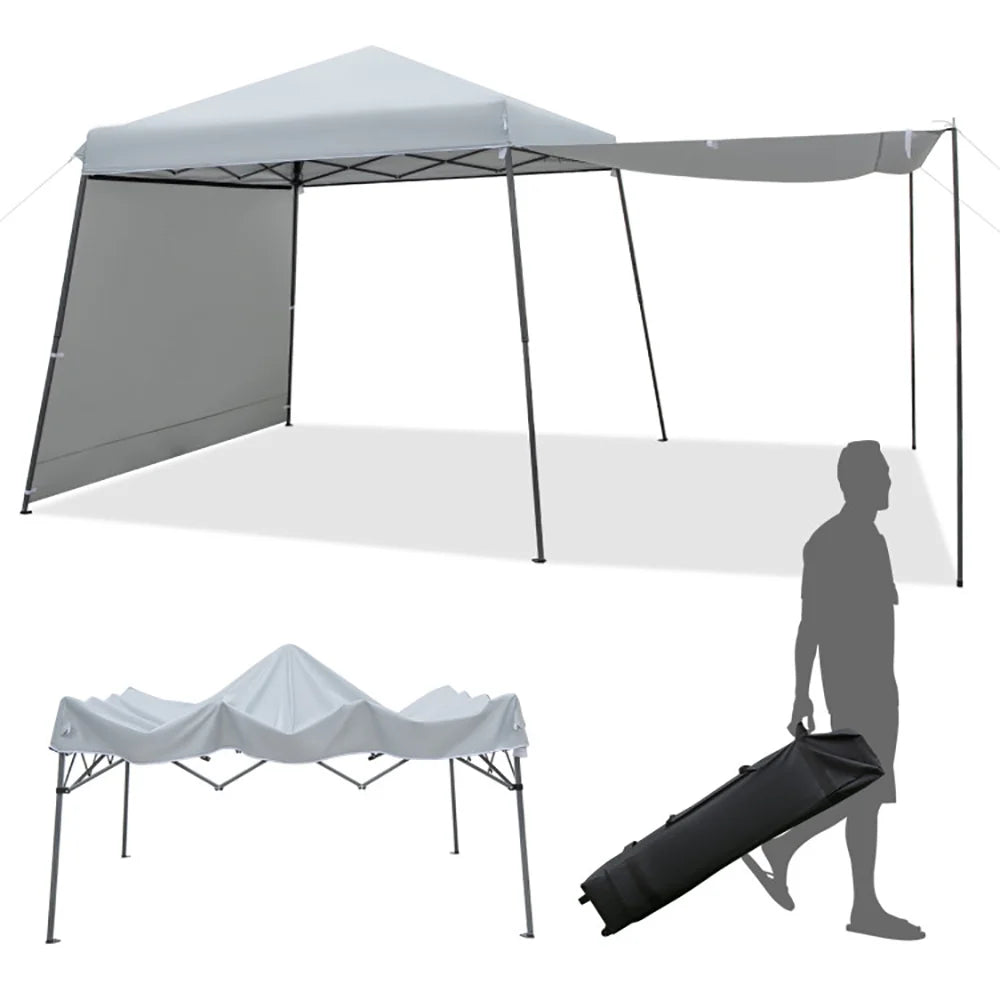 2026 GVN Patio 10x10FT Instant Pop-up Canopy Folding Tent with Sidewalls and Awnings Outdoor-Gray, Full Waterproof Outdoor Party Event Tents for Outside Party Waterproof Tent BBQ Shelter