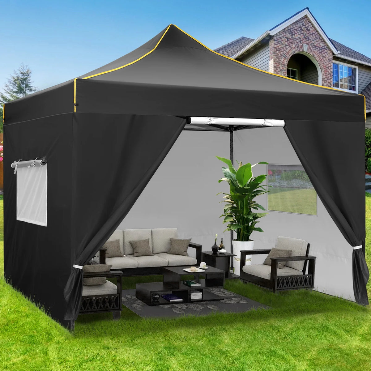 2026 SANOPY 10'x10' Pop up Canopy Tent Anti-UV Waterproof Outdoor Gazebo Instant Party Wedding Backyard Canopy Tent Shade Shelter for Backyard, Patio, Parties,Khaki