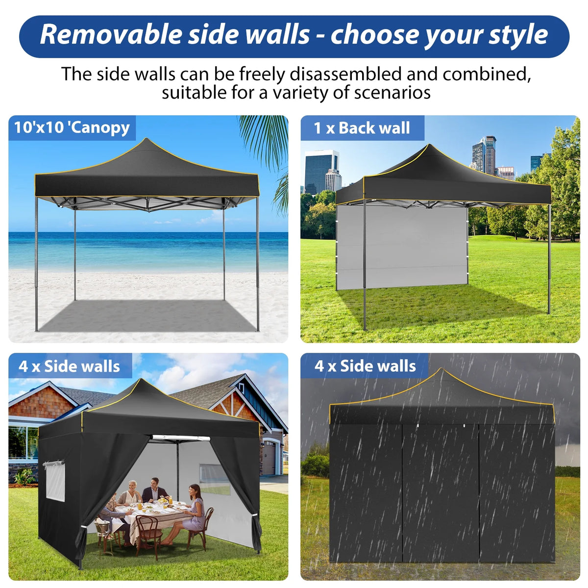2026 SANOPY 10'x10' Pop up Canopy Tent Anti-UV Waterproof Outdoor Gazebo Instant Party Wedding Backyard Canopy Tent Shade Shelter for Backyard, Patio, Parties,Khaki