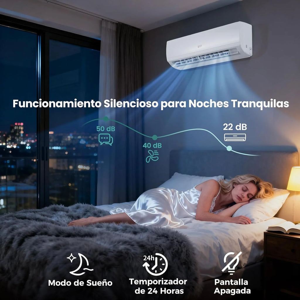 COSTWAY Aire Acondicionado Split, 2,6 kW, Aire Acondicionado con Calefacción con Bomba de Calor,Refrigerante: R32, Calefactor y Refrigerador con Kit de Instalación para Habitación hasta 70m³ (9000BTU) 2026