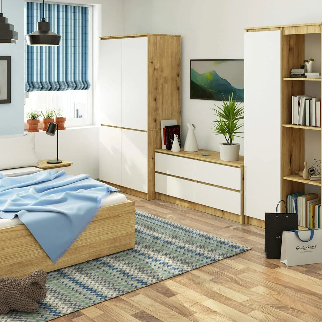 2026 Armario AKORD S90 Roble Artisan 90 cm 4 puertas frente en color Blanco 90x51x180 cm