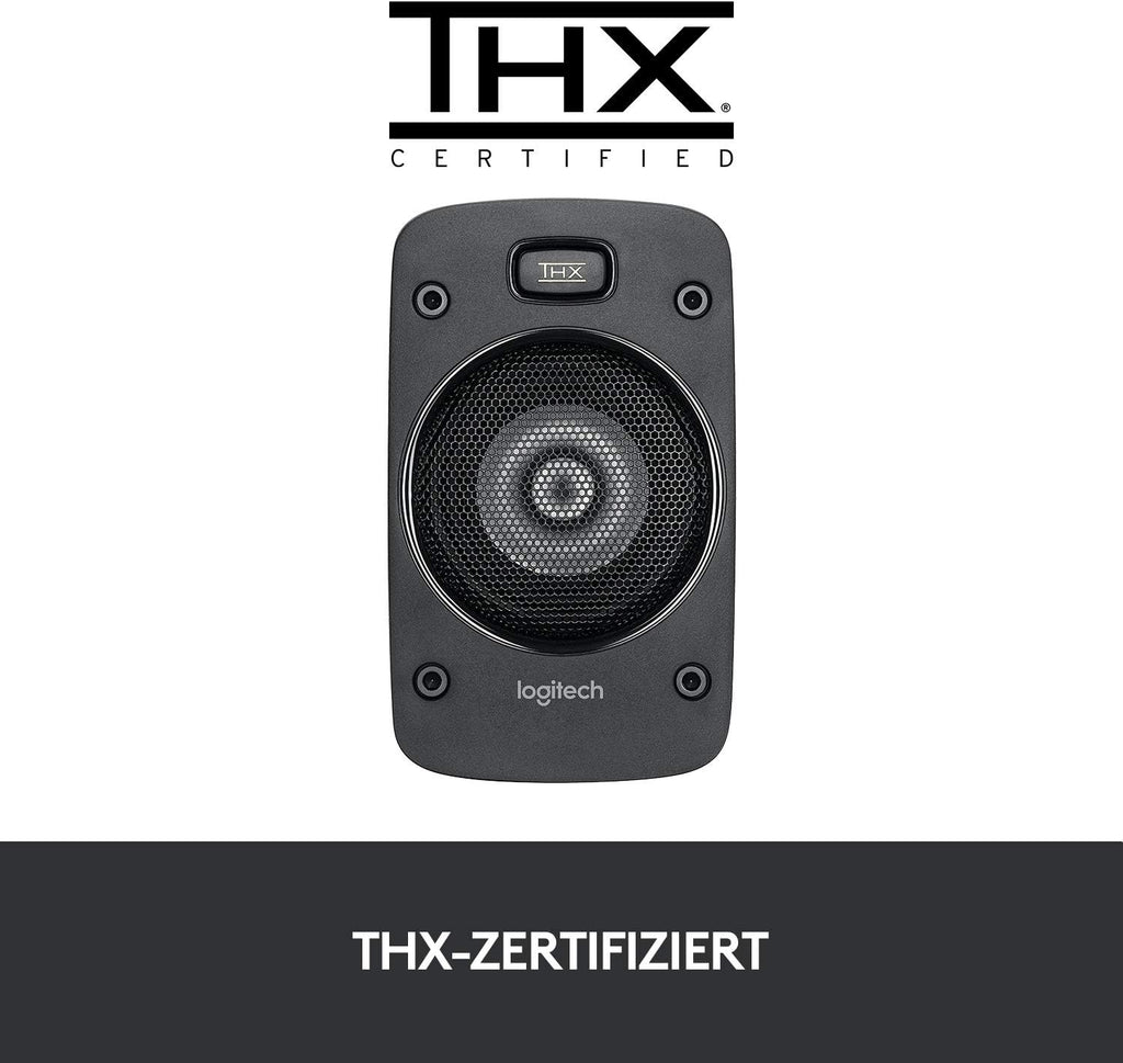 Sistema de sonido Logitech Z906 5.1 (modelo 2026), altavoces con sonido envolvente de 1000 vatios, THX, múltiples entradas de audio, control remoto, enchufe europeo, compatible con PC/PS4/Xbox/sistemas estéreo/TV/smartphones/tabletas – Negro