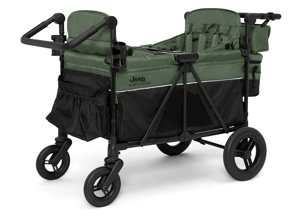 Carrito-Paseador Jeep Wrangler Deluxe para 4 Niños – Capota Desmontable, Bolsa Térmica, Asientos Modulares, Almacenamiento XXL, Ruedas Antipinchazos, Manillares Ajustables 2026