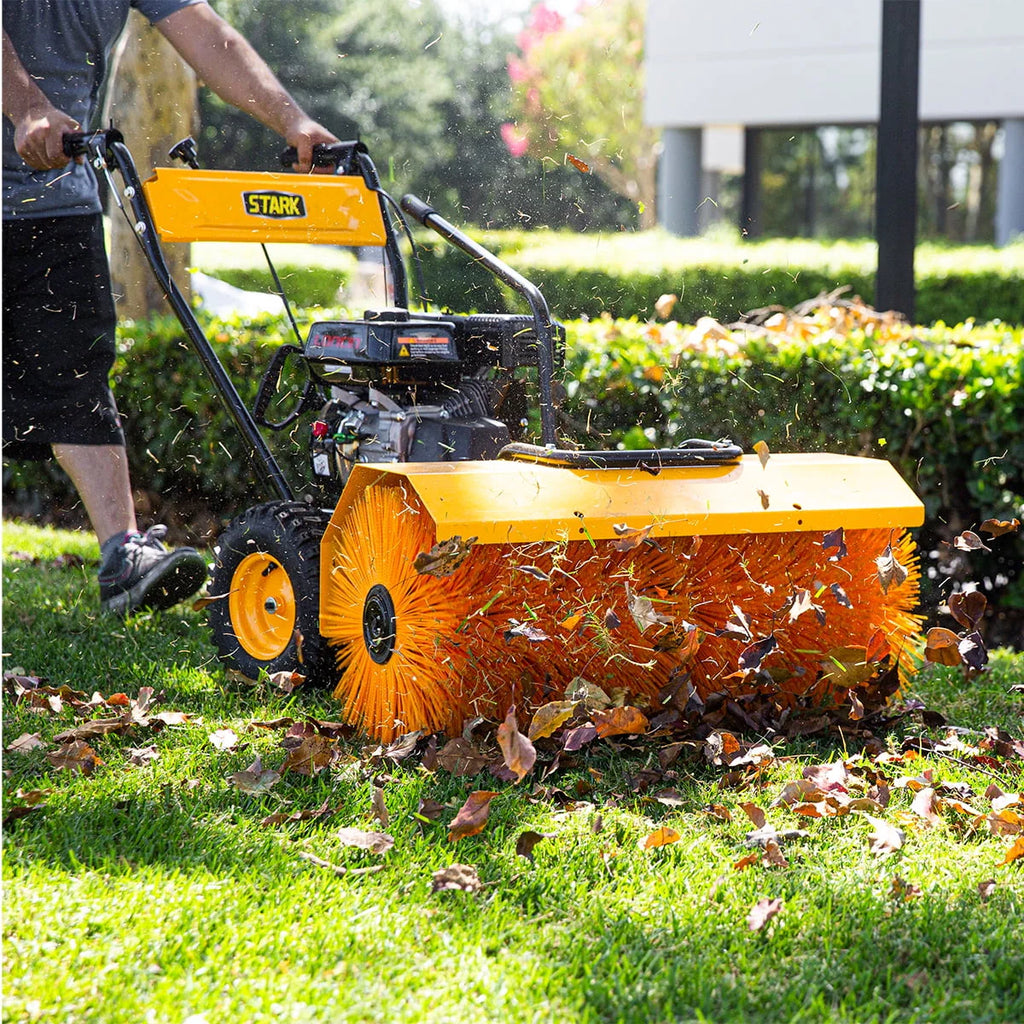 2026 Stark 31" Walk Behind Gas Power Sweeper Dirt Debris Cleaning Path 196cc 7HP Gas Engine - for Leaves, Dirt, and Gravel