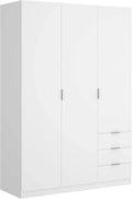 2026 DEKIT GRUPO RIMOBEL Armario Ropero 3 Puertas Y 3 Cajones – Blanco – 121X184X52 Cm