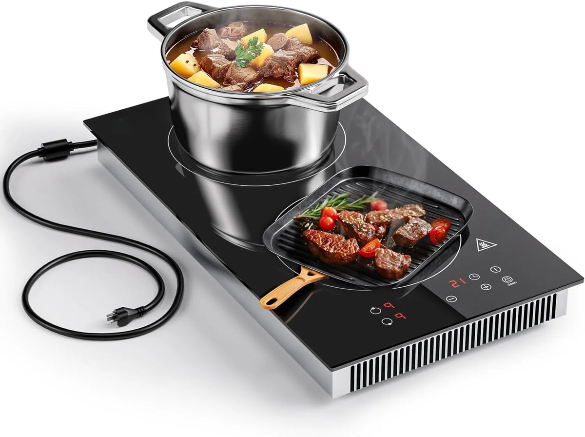 2026 Induction Cooktop 2 Burners, 12 Inch Bulit-in & Countertop Induction Stove with Plug 110V-120V, 9 Power Levels Electric Stove 1800W, Child…