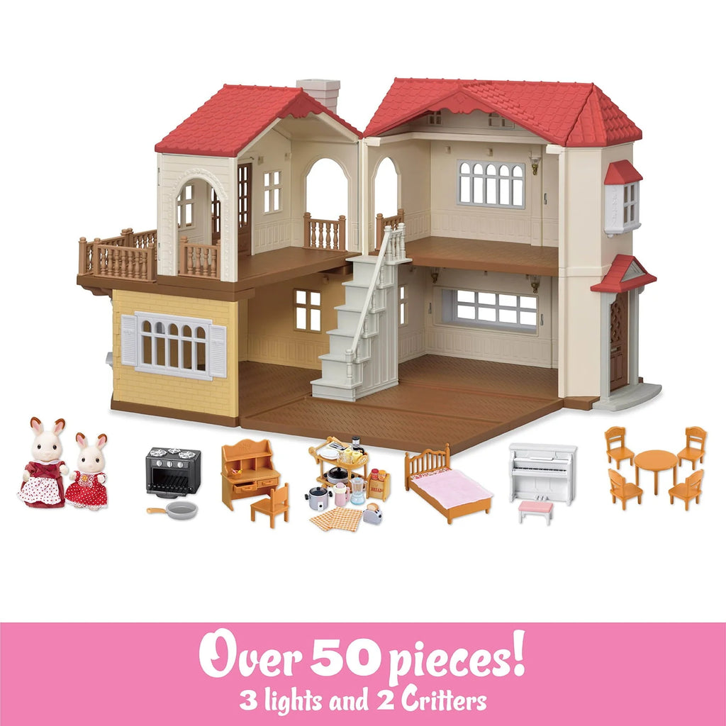 2026 Calico Critters Red Roof Country Home, Dollhouse Playset with Figures, Furniture and Accessories