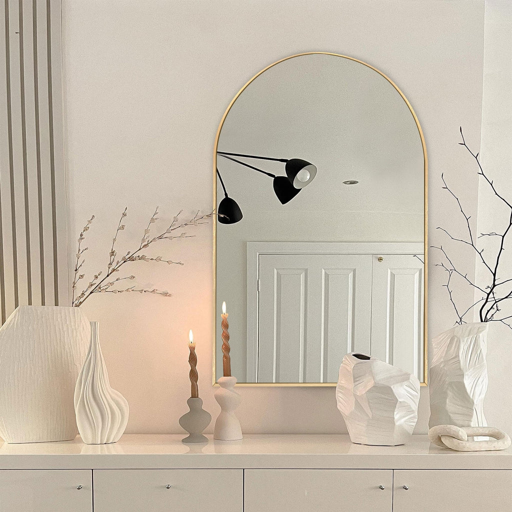2026 Modern Arch Aluminum Bathroom Wall Mirror, Wall Mounted Vanity Mirror for Bathroom, Bedroom and Home Decor