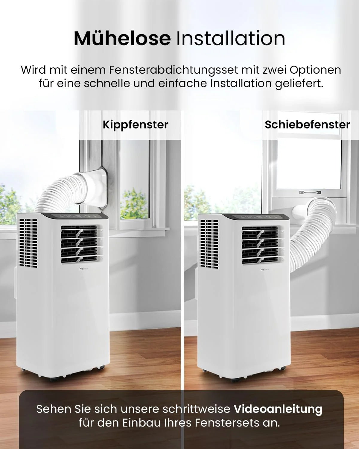 Aire acondicionado portátil Pro Breeze 2026 de 12000 BTU (para habitaciones de hasta 50 m²) – Aire acondicionado portátil con control por aplicación, temporizador y pantalla LED – Incluye junta para ventana y manguera de escape – Aire acondicionado