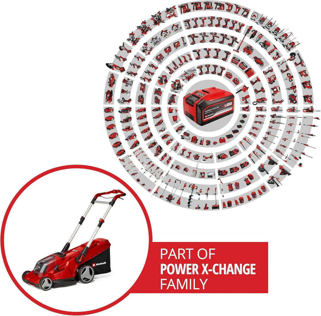 Cortacésped inalámbrico Einhell RASARRO 36/42 Kit Power X – Change 2026 (36 V, ancho de corte de 42 cm, hasta 725 m², sin escobillas, recogedor de césped de 50 L, función de mulching, incluye 2 baterías de 5,2 Ah + 1 cargador doble)