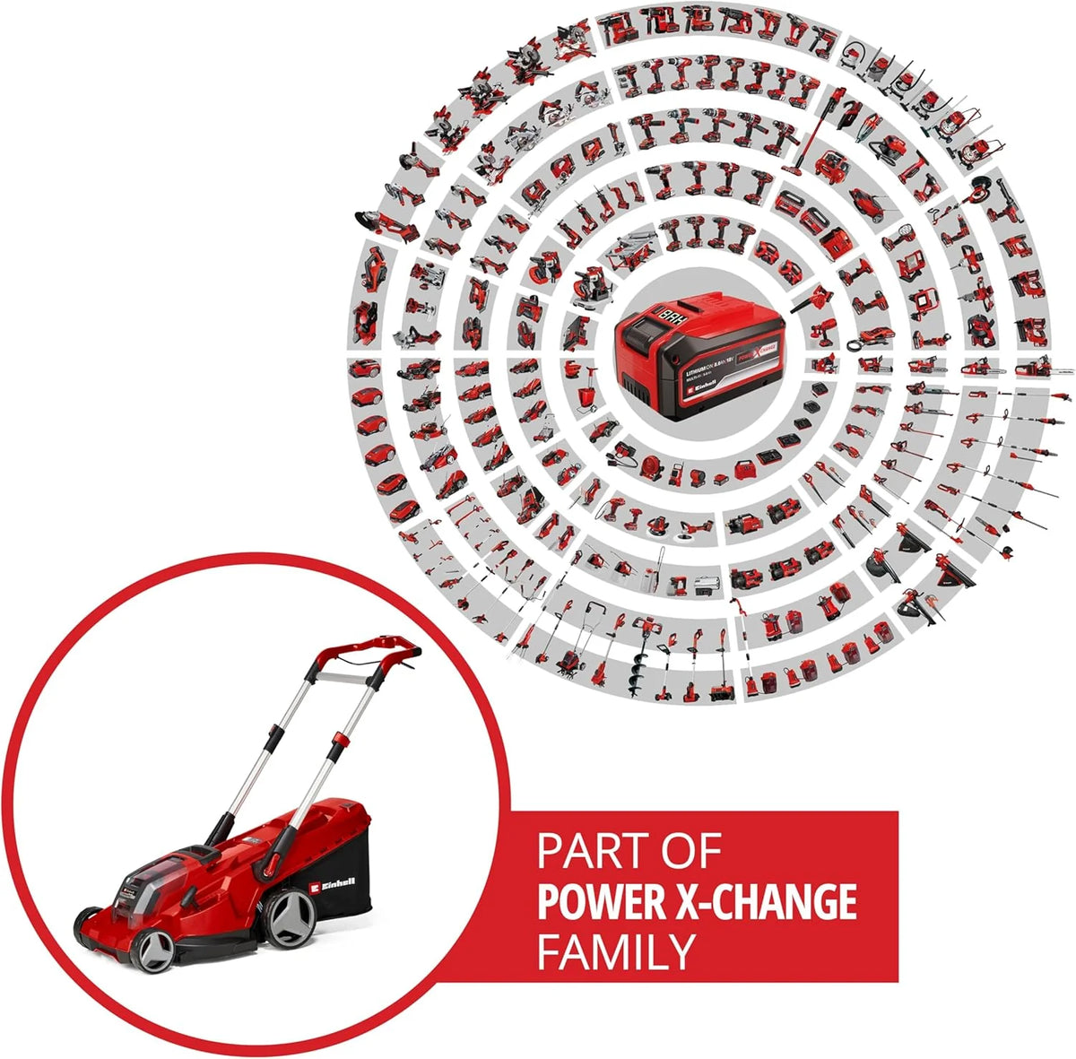 Cortacésped inalámbrico Einhell RASARRO 36/42 Kit Power X – Change 2026 (36 V, ancho de corte de 42 cm, hasta 725 m², sin escobillas, recogedor de césped de 50 L, función de mulching, incluye 2 baterías de 5,2 Ah + 1 cargador doble)