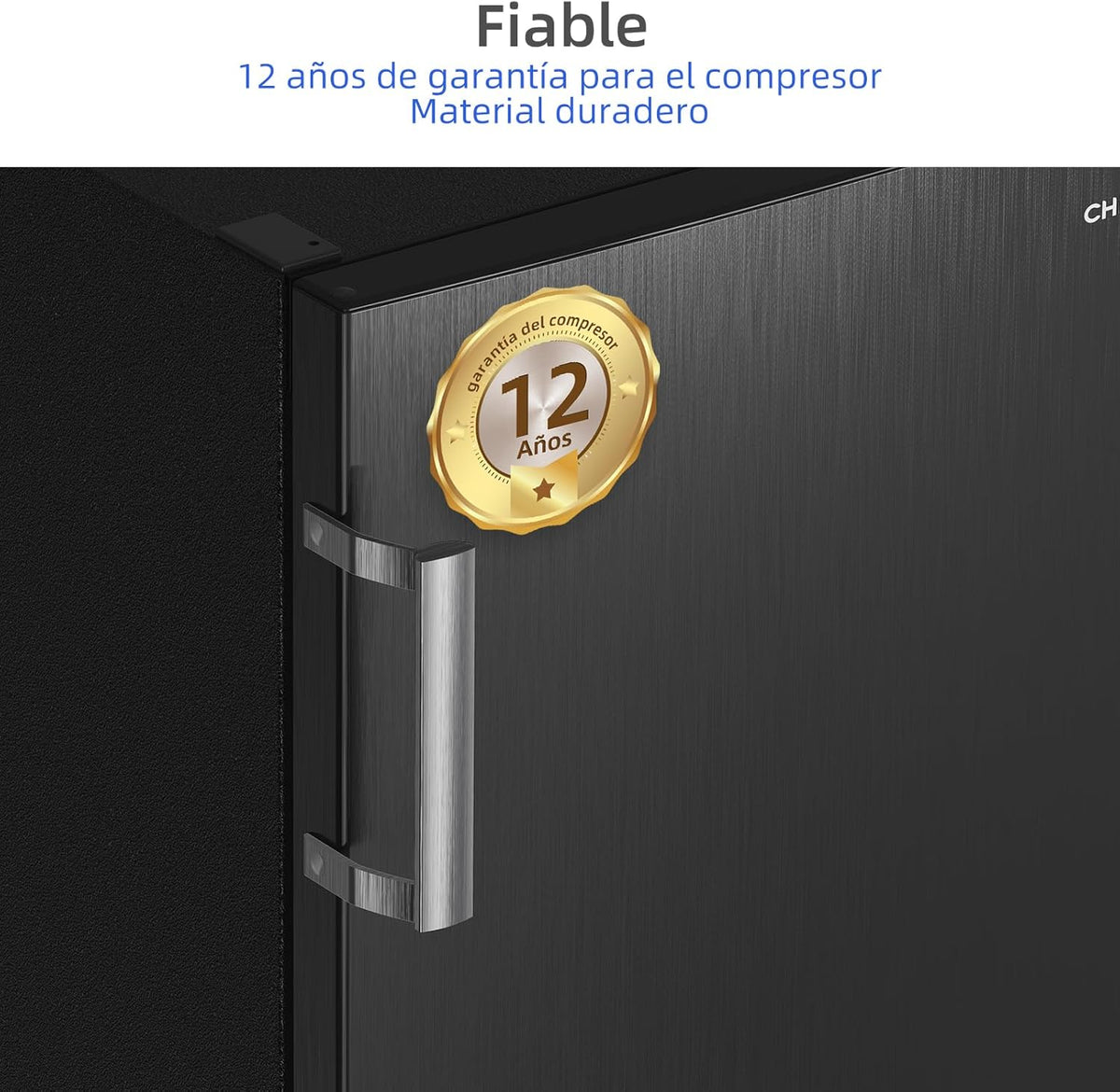 2026 CHiQ Congelador Vertical No frost 166L,FSD166NE4E, Cajones XL, Control de Temperatura Electrónico, Puertas Reversibles, Silencioso, Ice Box, Color Inox Negro, Clase Energética E