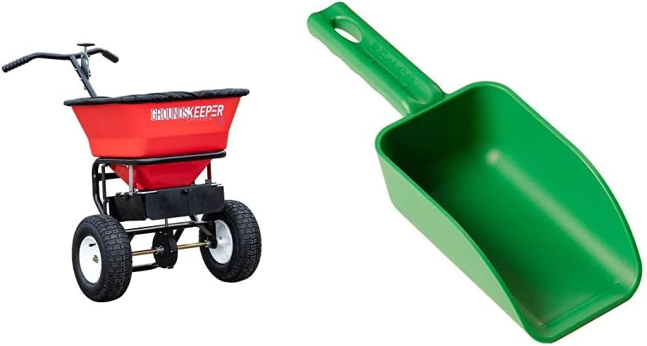 2026 Walk Behind Push Spreader, 100LB Capacity, for Salt, Ice & Snow Melt, Included Grate & Cover with Enclosed Gearbox for Protection