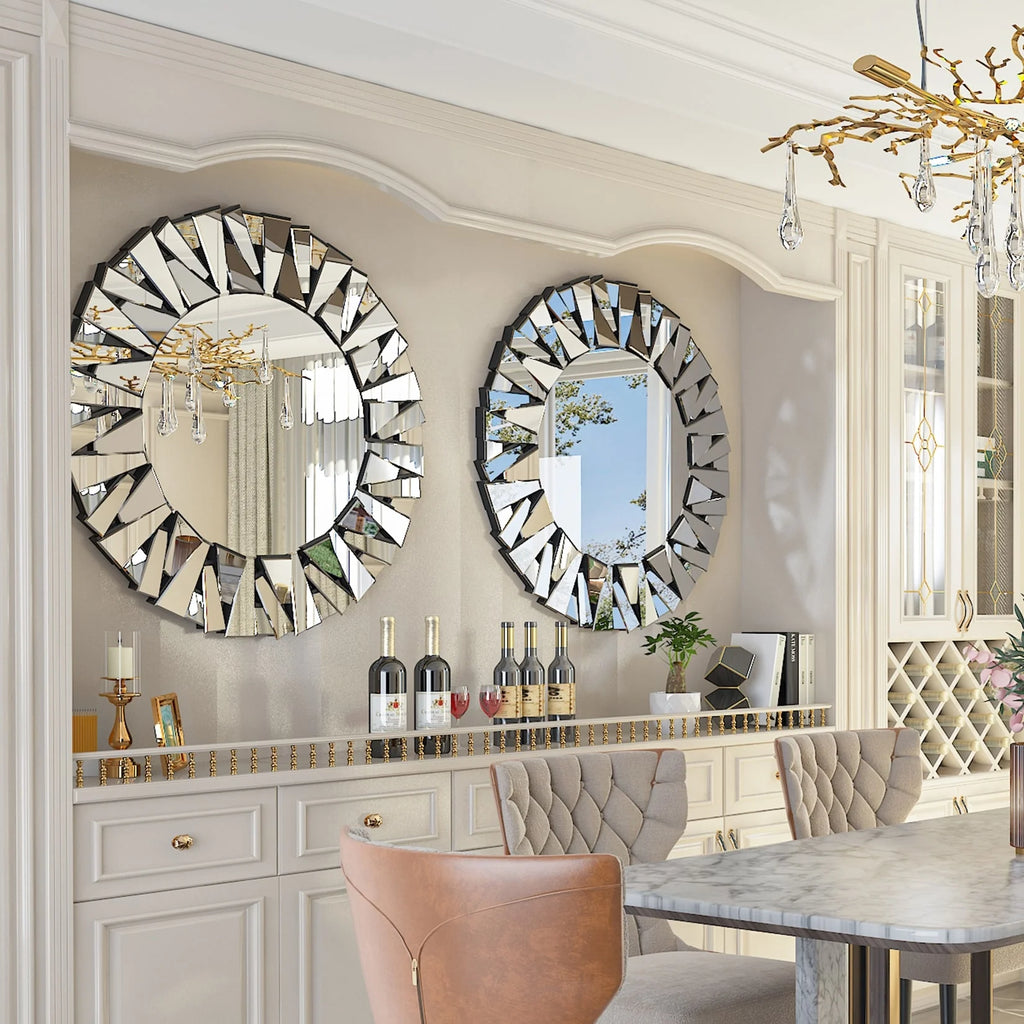 2026 32 Inch Round Decorative Wall Mirror, Glass Accent Mirror for Home Decor