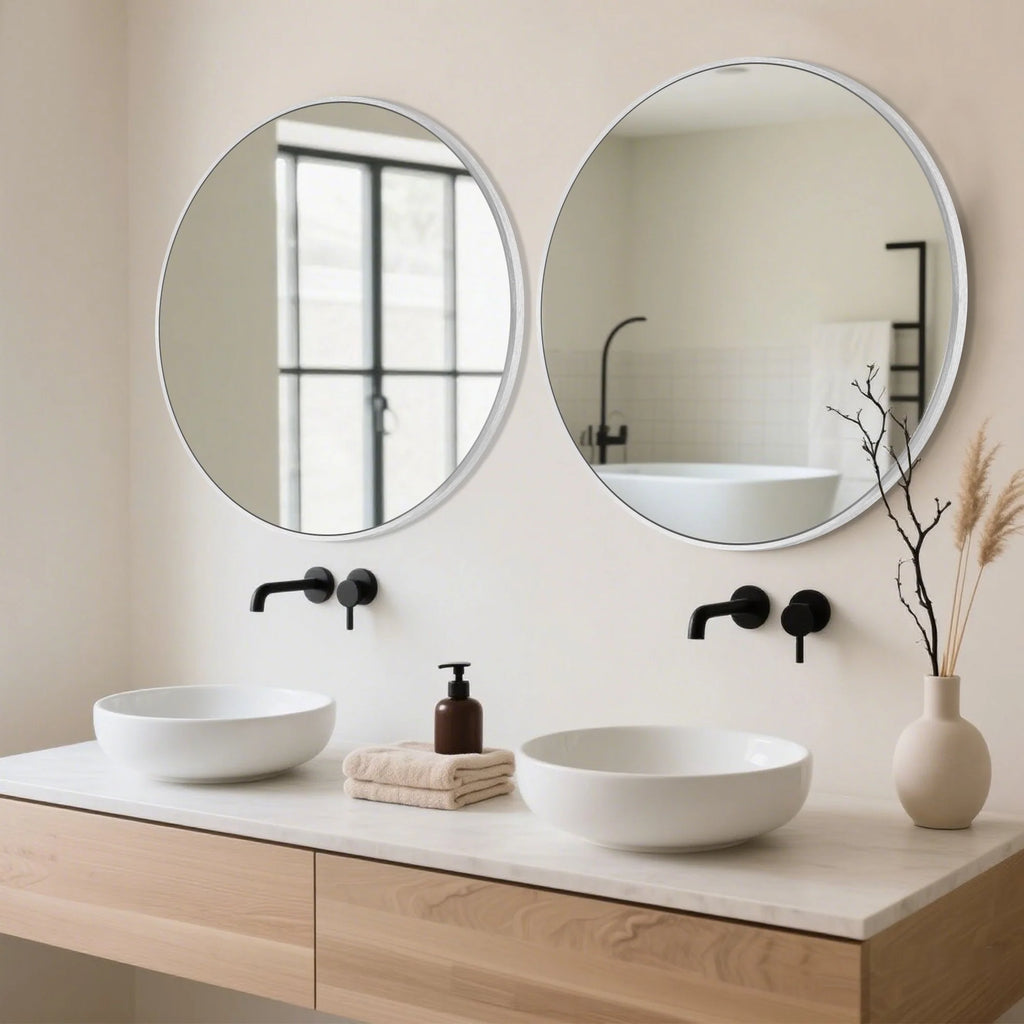 2026 Modern Round Bathroom Vanity Mirror, Wall Mounted Circular Mirror for Bathroom, Bedroom and Home Decor