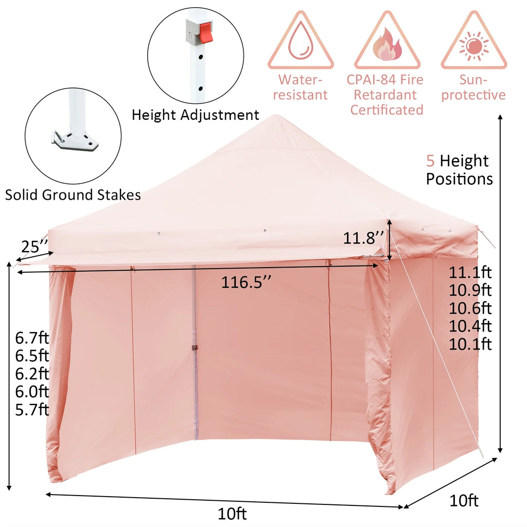 2026 Patiojoy 10x10ft Pop up Tent, 4 Height Adjustment Folding Camping Tent with Awning Blue