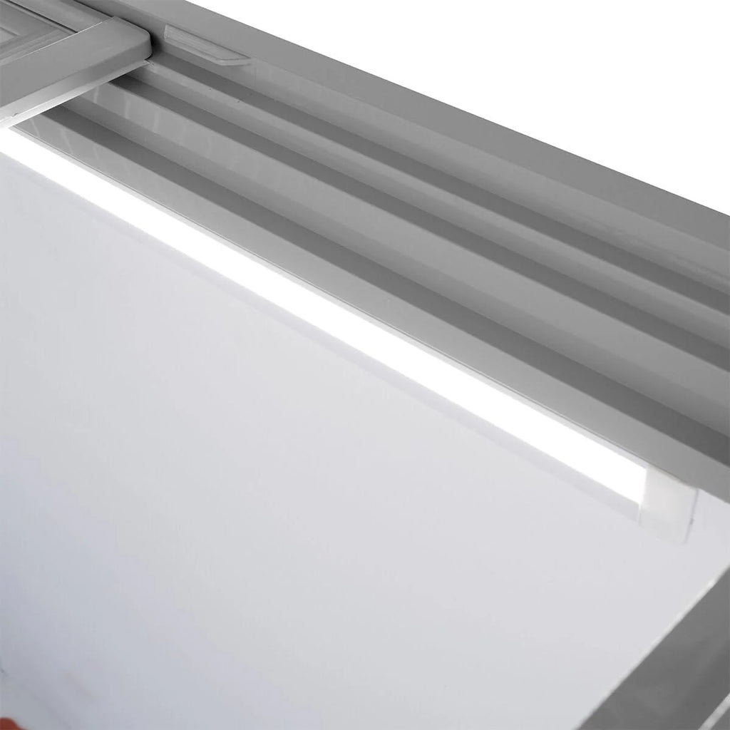 Congelador horizontal para helados GastroHero 2026, 284 litros, congelador profundo, iluminación LED, tapa de vidrio corrediza, ruedas. Congelador comercial para venta de helados, – 18 °C, quiosco de catering.