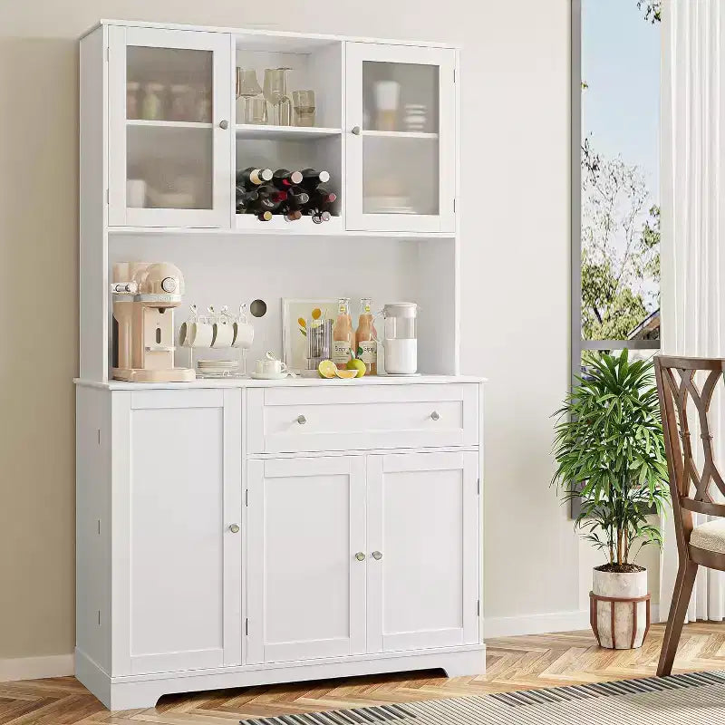 2026 Armario despensa de cocina de 180,3 cm de altura – Mueble auxiliar para barra de café con cajones y encimera abierta.