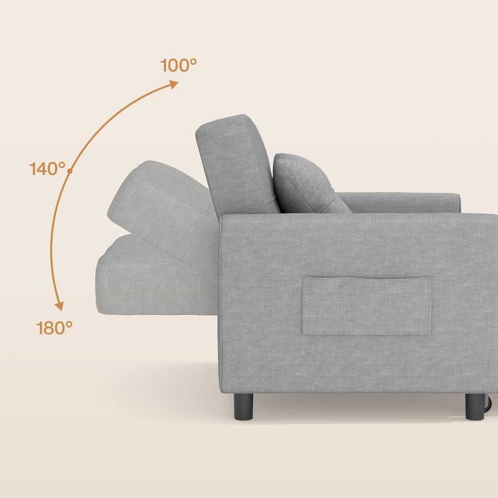 Sillón reclinable Bealife 2026, sillón cama con respaldo ajustable, sillón para TV, sofá cama plegable, sillón reclinable para sala de estar y dormitorio (gris claro)