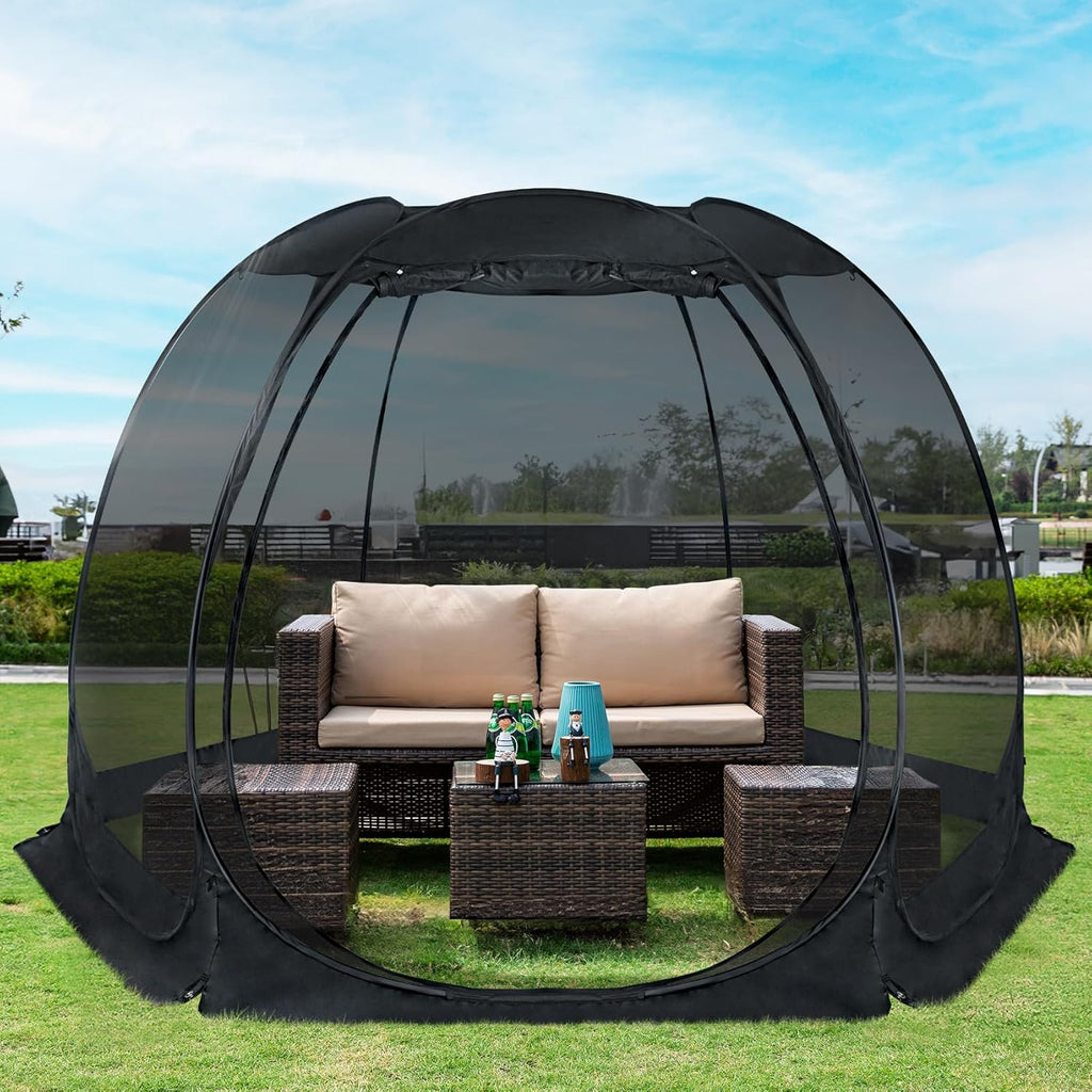 2026 Screen House Gazebo, 6-10-15 Person Pop Up Igloo Screened Canopy Tent with Mosquito Netting Sides, Instant UV Resistant Sun Shelter for…
