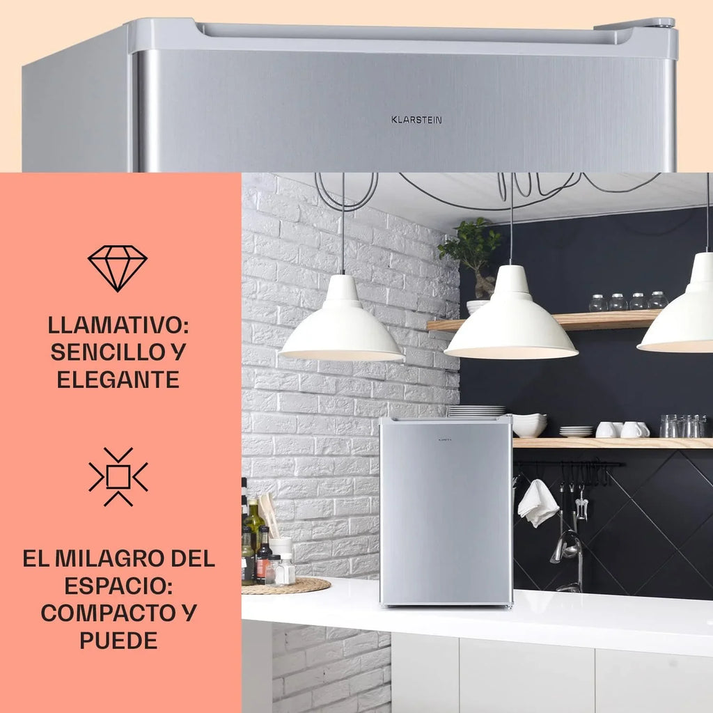 2026 Klarstein Nevera Pequeña 67L para Refrescos y Cerveza con 4L Congelador, Mini Nevera Cristal, Minibar Silencioso, Enfriador de Vino, Interior/Exterior, Frigorificos Estantes Extraíbles