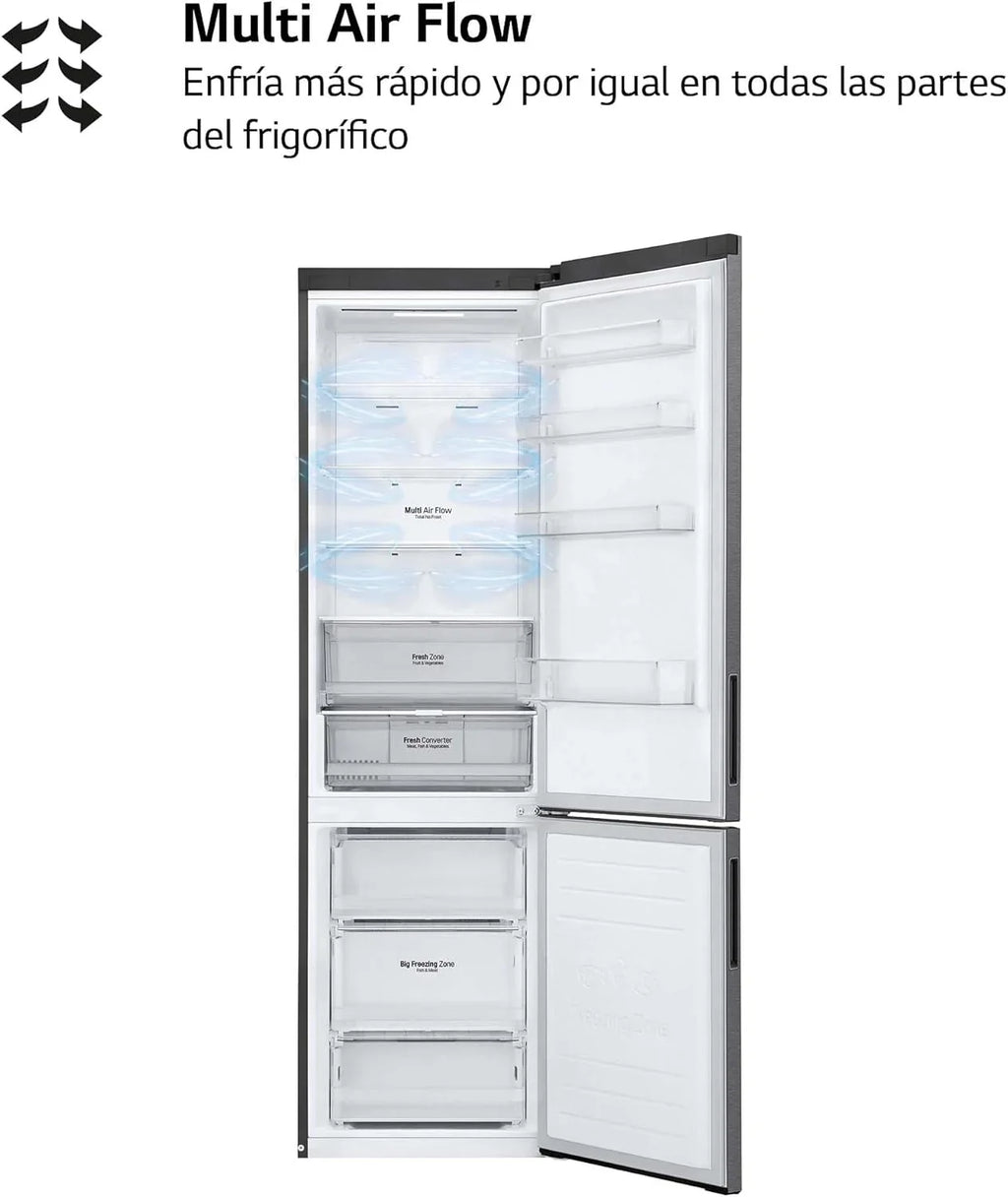 2026 GBP61DSXGC – Frigorífico Combi No Frost, Congelador, Compresor Smart Inverter, Color Inox Antihuellas, 186 cm, 341 l