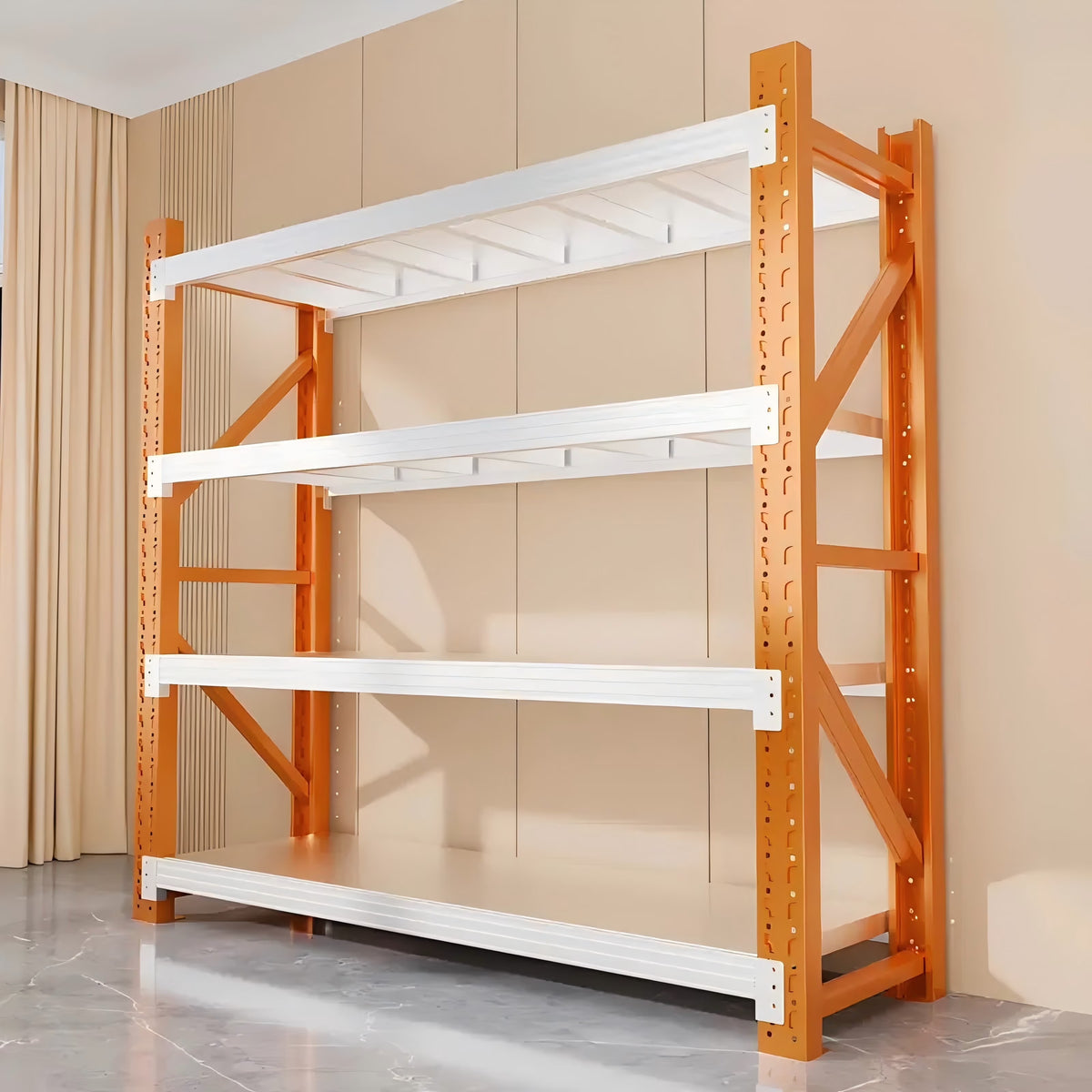 2026 Welfiya 60"W Garage Shelving,4-Tier Heavy Duty Storage Shelves Unit with Adjustable Metal Shelf for Warehouse,Basement,Workshop,4500LBS,60"W x 20"D x 79"H,White&Yellow