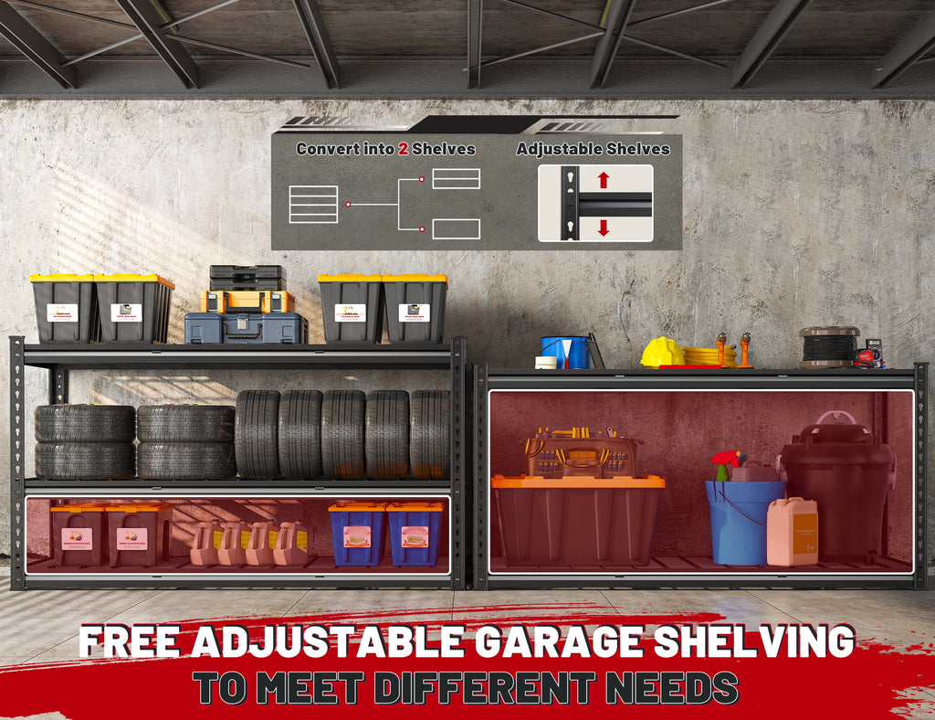 2026 REIBII 48" W Garage Shelving Units 5 Tier Storage Shelves Heavy Duty Adjustable Metal Utility Shelf-72" H x 48" W x 24" D