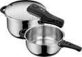 2026 Juego de olla a presión WMF Perfect One Pot para inducción, 2 piezas, capacidad de 4,5 L y 3 L, indicador de cocción grande, 2 niveles de cocción, asa de tapa extraíble, apto para todo tipo de cocinas, acero inoxidable.