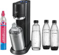 Máquina eléctrica para hacer agua con gas SodaStream E – DUO 2026 con cilindro de CO2 de conexión rápida | Incluye 1 botella de vidrio de 1 L y 2 botellas de plástico FUSE de 1 L (aptas para lavavajillas) | Color: Titanio