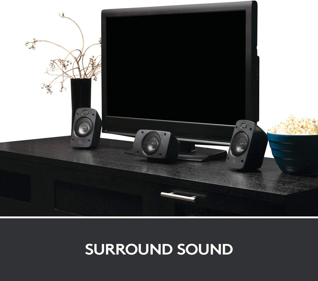 Sistema de sonido Logitech Z906 5.1 (modelo 2026), altavoces con sonido envolvente de 1000 vatios, THX, múltiples entradas de audio, control remoto, enchufe europeo, compatible con PC/PS4/Xbox/sistemas estéreo/TV/smartphones/tabletas – Negro