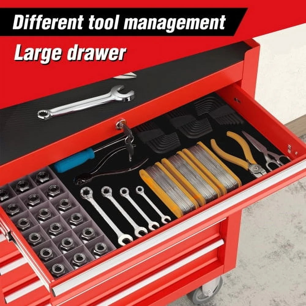 2026 POVANLI  7-Drawer Rolling Tool Chest with Wheels Multifunctional Tool Chest Portable Tool Storage Cabinet with Locking System for Garage Workshop Warehouse Repair Shop
