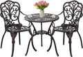 2026 Patio Bistro Set 3 Piece Outdoor,Cast Aluminum Outdoor Bistro Table and Chair Set of 2 with 1.97" Umbrella Hole,All Weather Bistro Table Set for Front Porch Set(Butterfly Black)