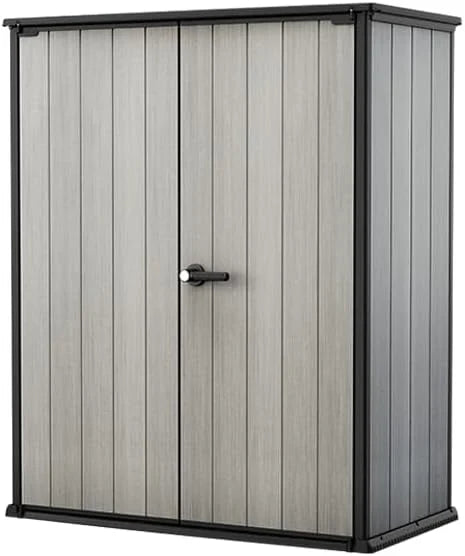 2026 Keter High Store Plus – Cobertizo de jardín Exterior, 1400L, Color Gris, tecnología Duotech Paredes aptas para Pintar, 170.4 x 140 x 73.6 cm
