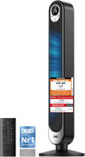 Ventilador de torre DREO 2026 con motor DC, silencioso, alcance de viento de 11 m con control remoto de refrigeración, 9 velocidades, 4 modos, ventilador de pie oscilante de 90° para dormitorio, ventilador de torre con temporizador de 12 horas.