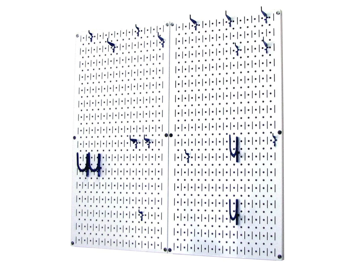 2026 Wall Control Kitchen Pegboard Organizer Pots and Pans Pegboard Pack Storage and Organization Kit with White Pegboard and Blue Accessories