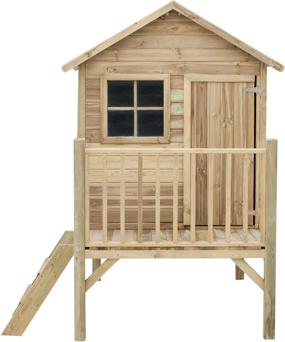 Casita de juegos infantil de jardín 2026 – Casita de juegos exterior para niños – Fabricada en madera de pino cepillada impregnada – Casita de juegos de jardín original y única – Tipo de madera: Pino cepillado