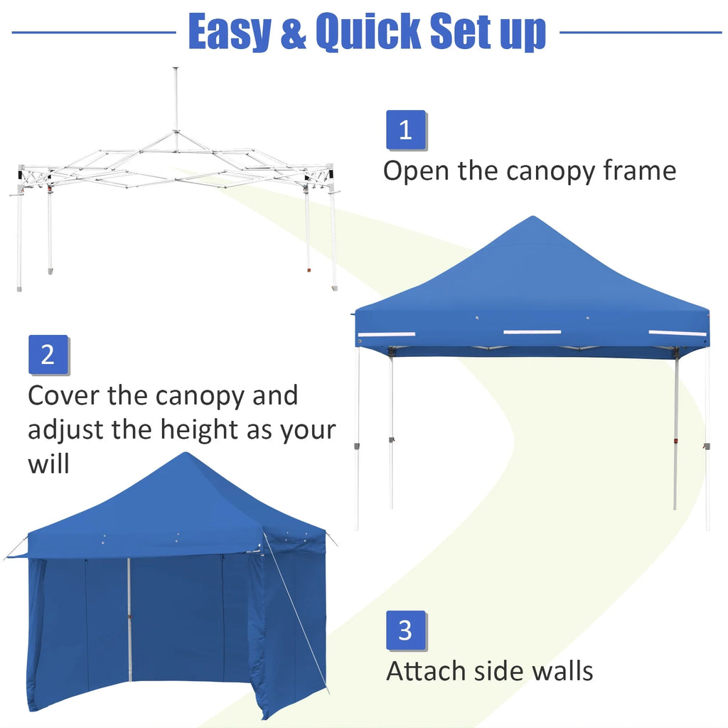 2026 Patiojoy 10x10ft Pop up Tent, 4 Height Adjustment Folding Camping Tent with Awning Blue