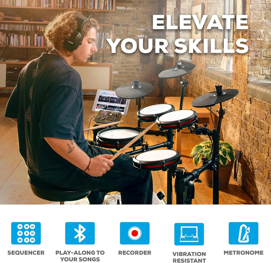 2026 Nitro Max Electric Drum Set with Mesh Pads & Bluetooth