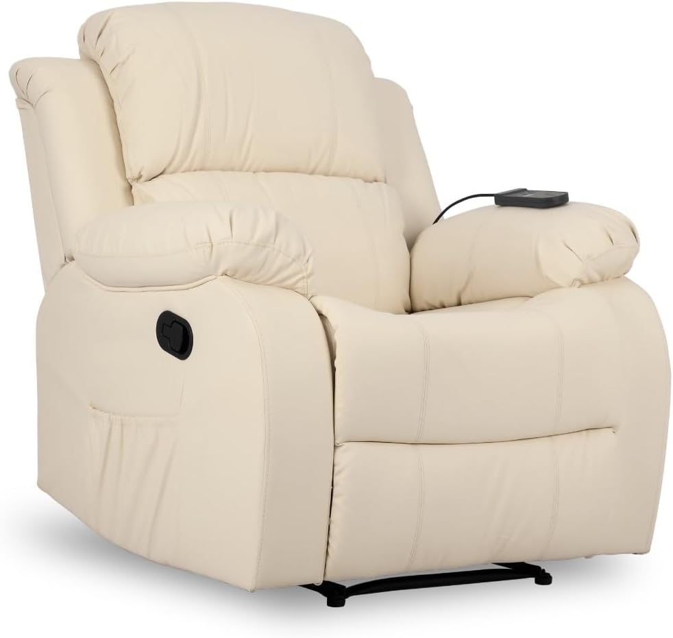 Don Descanso - Sillón Masaje Relax Calor Trevi Negro Reclinable 160º con 8 Motores Silenciosos, Calor Lumbar, Sist. Masaje 4 Zonas y Acabado en PU Anti-Cuarteo [Incluye Mando]. Ideal Gente Mayor 2026