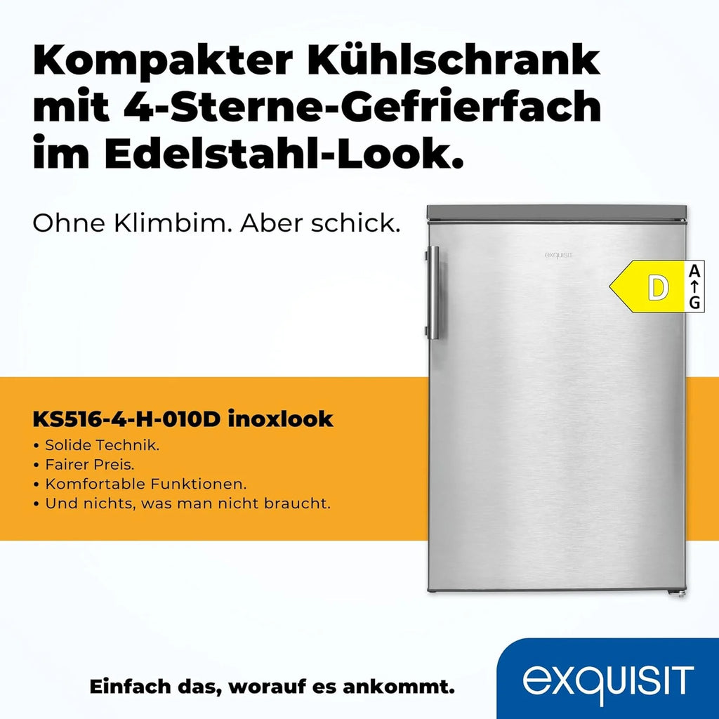 Refrigerador Exquisit 2026 con compartimento congelador, 120 litros, congelador de 4 estrellas, refrigerador independiente, KS516 – 4 – H – 010D Blanco