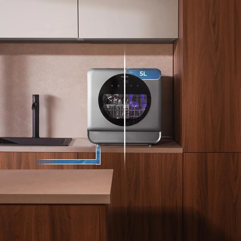 2026 Cecotec Lavavajillas Compacto Libre Instalación Sobremesa Bolero Aguazero 1150 Dark. 3 Cubiertos, Bajo Consumo, 6 Programas, Touch Control Panel, Funciones como Long Storage y Delay Start, Dark Inox