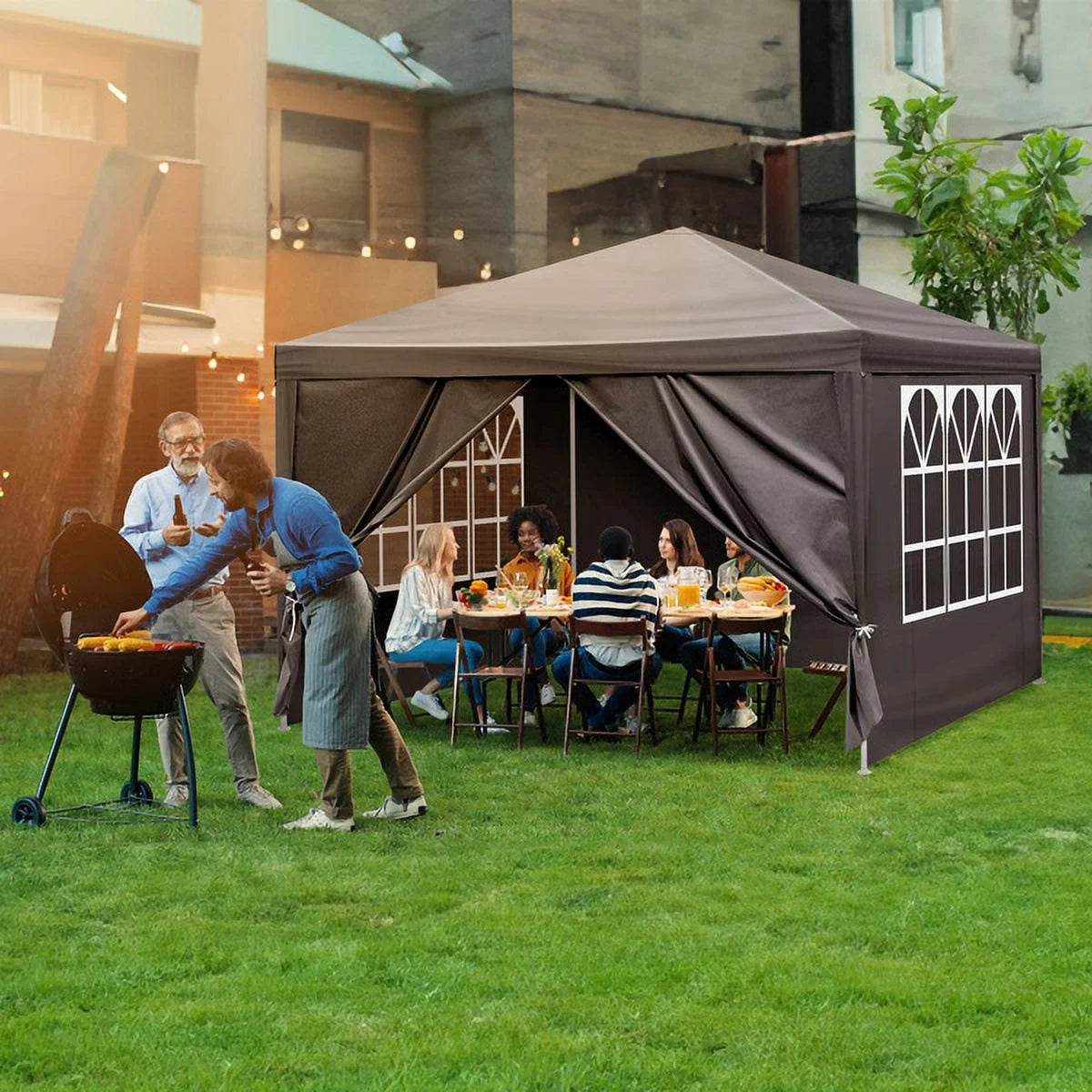 2026 Sythers 10'x10' Pop Up Canopy Tent with 4 Removable Sidewalls, Portable Gazebo, UV Resistant Waterproof, Enclosed Canopy Tent for Outdoor Events, Patio, Backyard, Party, BBQ, Camping, Black