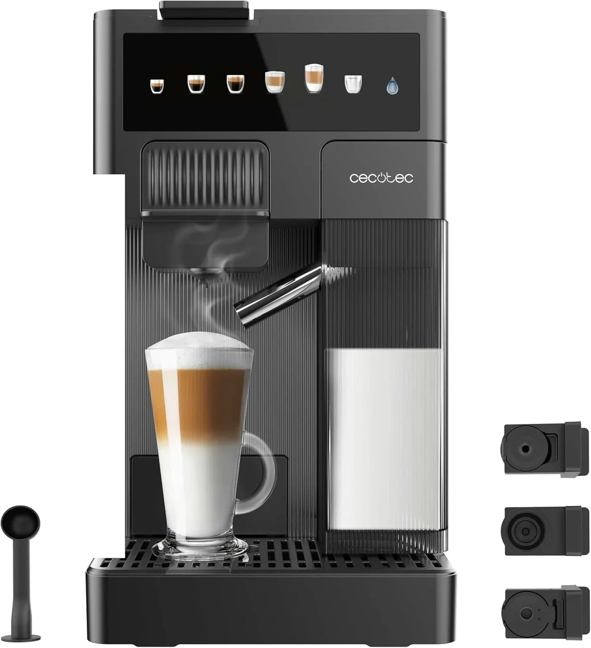 2026 Cecotec Cafetera Cápsulas Express Compacta con Tanque de Leche FreeStyle Latte. 1350W, 20 Bares, Compatible con Café Molido, Dolce Gusto, Nespresso y K – fee, Depósito 1,6L de Agua y 400ml de Leche
