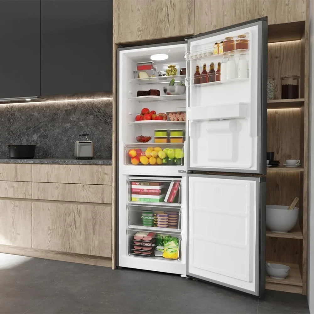 2026 Cecotec Frigorífico Combi 2 Puertas con dispensador de agua Bolero CoolMarket Combi 296 DF WD Dark E. 296L, 60cm de ancho, Funciones FastCooling, FastFreezing y DeFrost, LED interior, Dark Inox