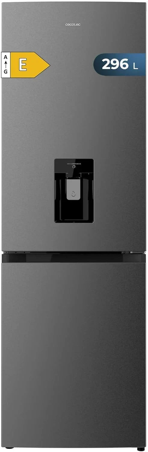 2026 Cecotec Frigorífico Combi 2 Puertas con dispensador de agua Bolero CoolMarket Combi 296 DF WD Dark E. 296L, 60cm de ancho, Funciones FastCooling, FastFreezing y DeFrost, LED interior, Dark Inox