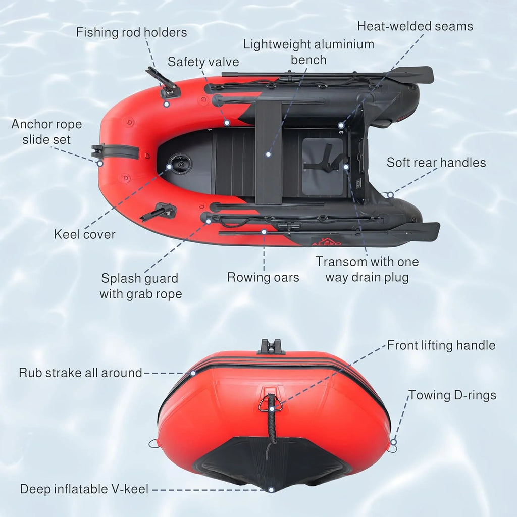 2026 Inflatable Boat | Yacht Dinghy Tender Raft | Multi Person Fishing Boat | Aluminum Floor Oars | Fishing Rod Holders | Heavy-duty Pvc | 2024…