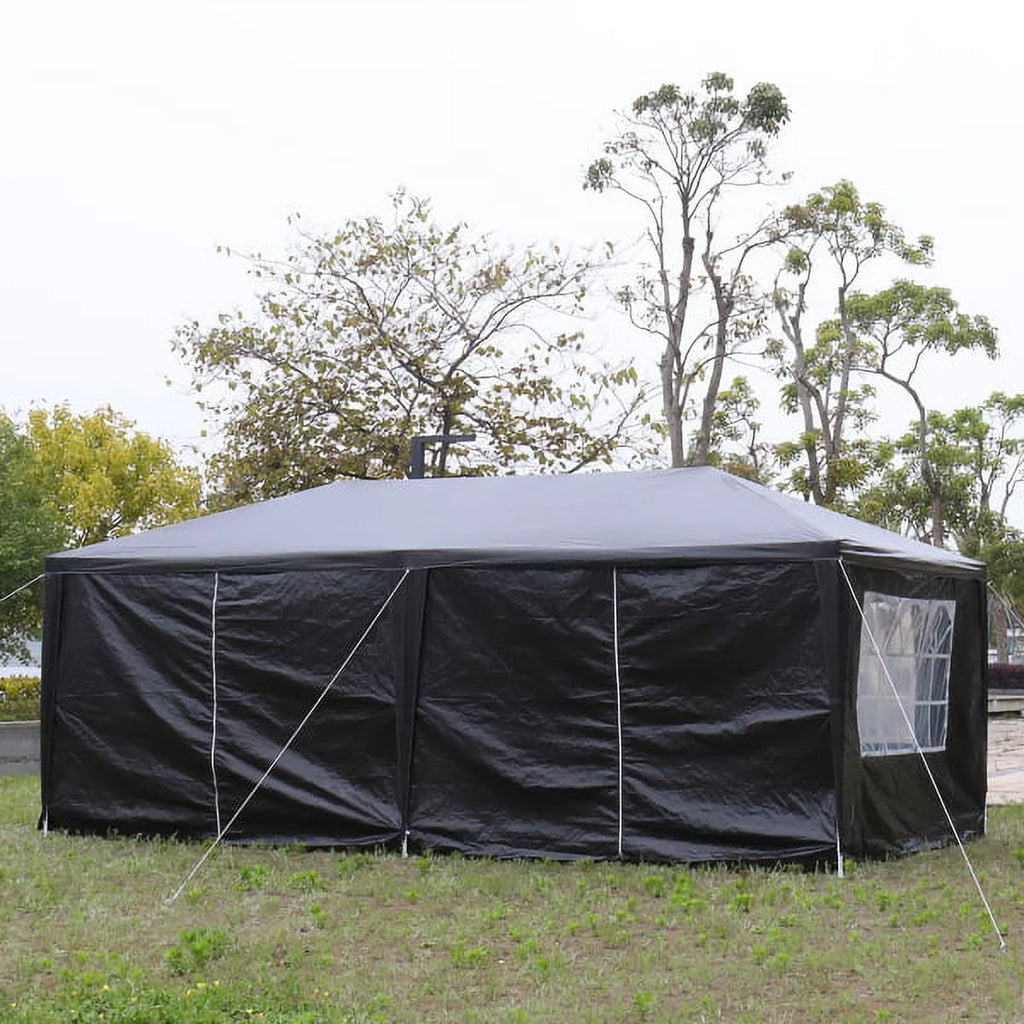 2026 Fithood 10'x20' Outdoor Party Tent with 6 Removable Sidewalls, Waterproof Canopy Patio Wedding Gazebo, Black